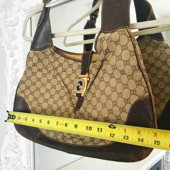 VINTAGE Gucci Hobo Monogram Logo Crescent Handbag - Picture 5 of 15